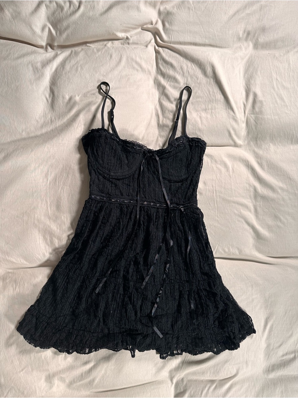 Charlotte Russe Black Y2K Punk Gothcore Sheer Lace Babydoll Dress Small Grunge
